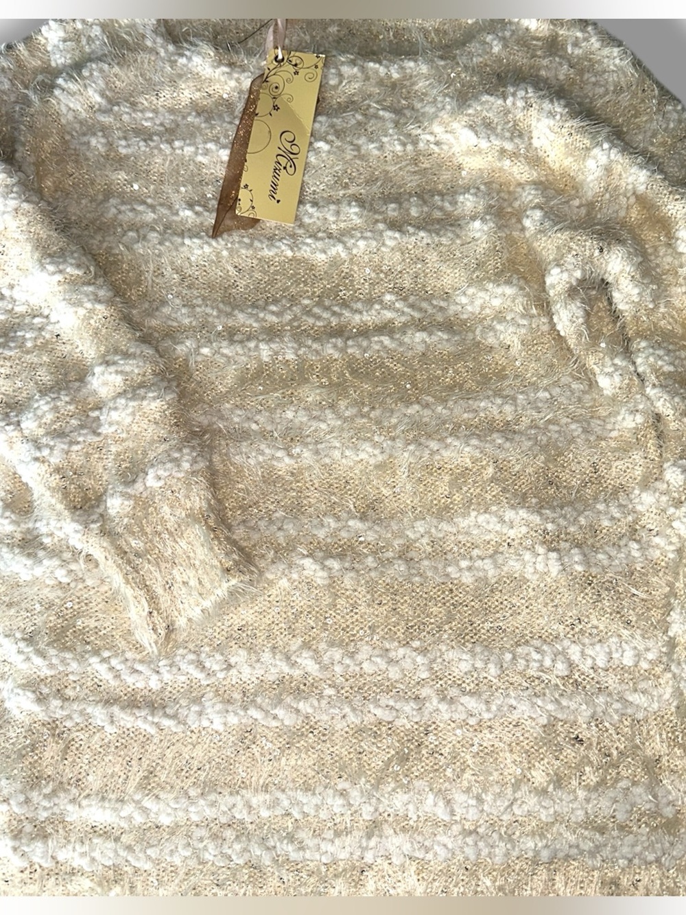 Mirumi SZ L Ivory Sequin Pullover Sweater
Fluffy Textured Knit Sweater NWT